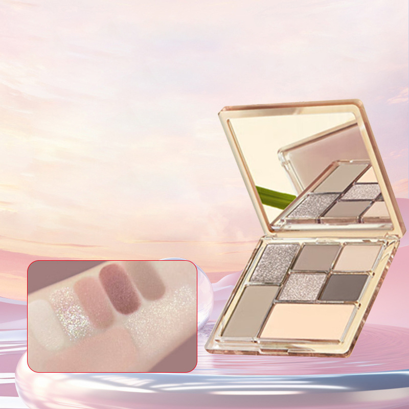 Paleta de sombras com iluminador blush fosco de 7 cores