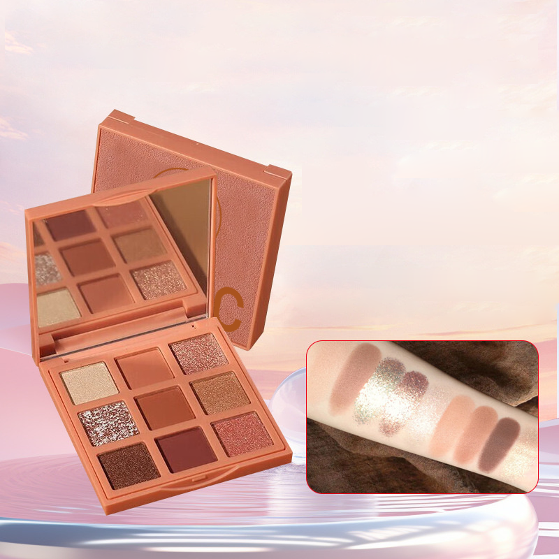 Paleta de sombras de cor terra perolada fosca de 9 cores