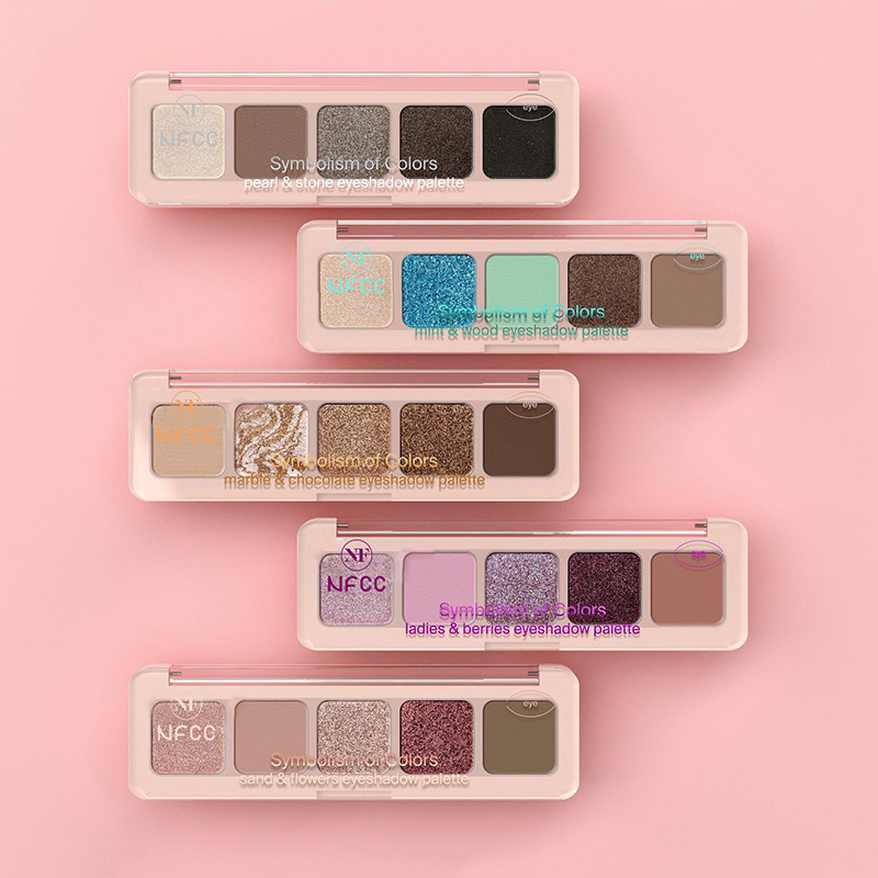 Paleta de sombras fosca brilhante portátil de 5 cores